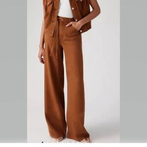 Levi’s XL linen straight Wide-Leg Pants brown | free people